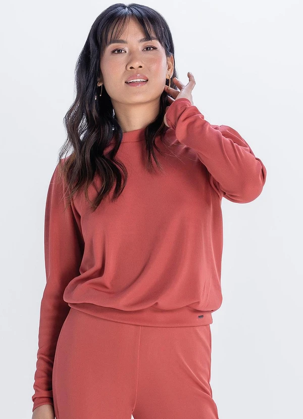 Marialícia - Blusa Feminina Canelada Acetinada Rosa