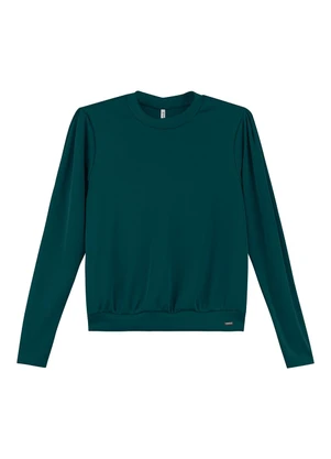 Blusa Feminina Canelada Acetinada Verde Marialicia