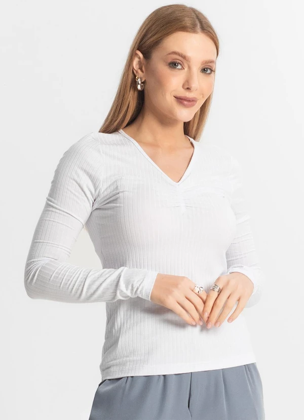 Select - Blusa Feminina Canelada Branco 4