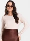 Infinita Cor - Blusa Feminina Canelada com Manga Longa Vermelho - variação: Bege