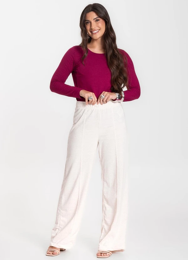 Infinita Cor - Blusa Feminina Canelada com Manga Longa Vermelho 3