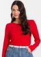 Infinita Cor - Blusa Feminina Canelada com Manga Longa Vermelho - variação: Vermelho
