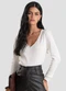 Dianna - Blusa Feminina Canelada com Rebites Bege - variação: Bege