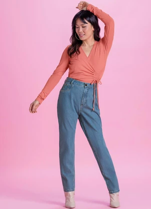 Marialícia - Blusa Feminina Canelada Laranja - MARIALÍCIA