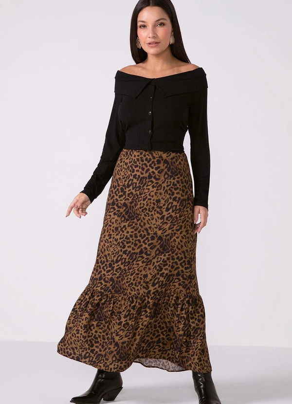 Marialícia - Blusa Feminina Canelada Ombro a Ombro Preto 2