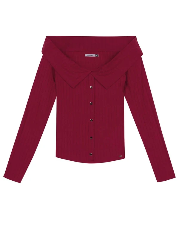Marialícia - Blusa Feminina Canelada Ombro a Ombro Vermelho