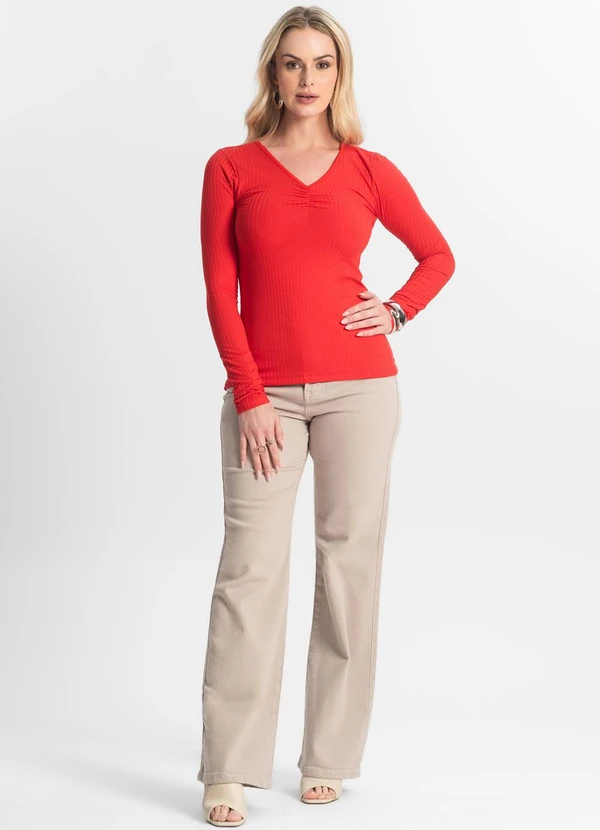 Select - Blusa Feminina Canelada Vermelho 3