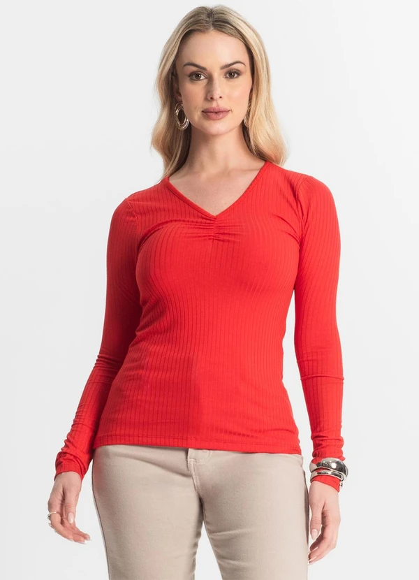 Select - Blusa Feminina Canelada Vermelho 4