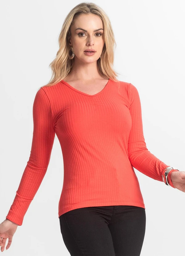 Select - Blusa Feminina Canelada Vermelho 4