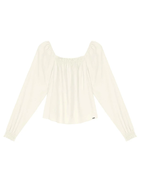 Marialícia - Blusa Feminina Ciganinha Manga Longa Bege