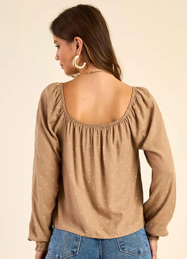 Marialícia - Blusa Feminina Ciganinha Manga Longa Marrom 2