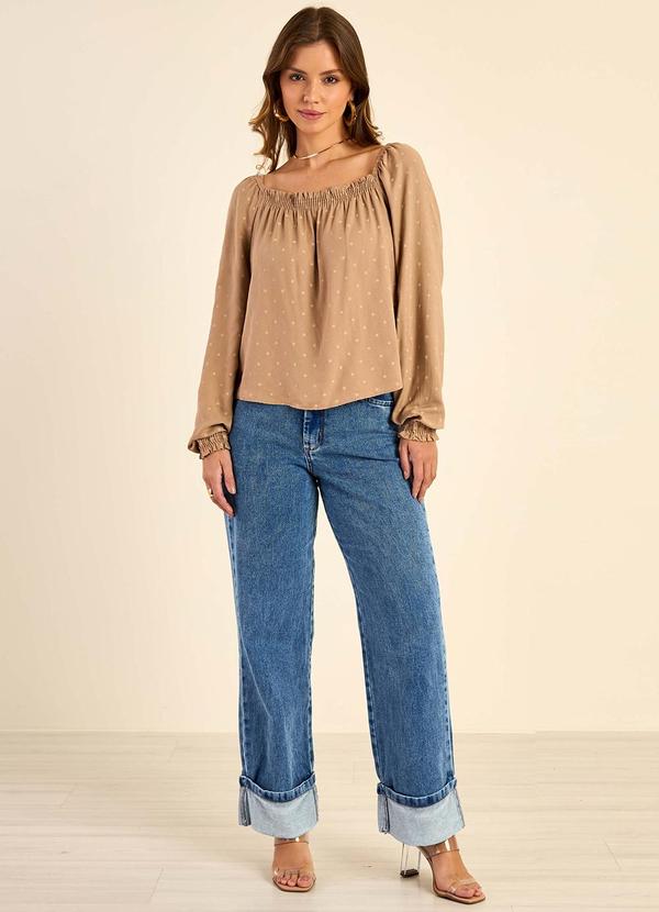 Marialícia - Blusa Feminina Ciganinha Manga Longa Marrom 3