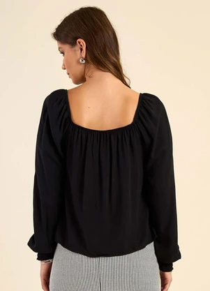 Marialícia - Blusa Feminina Ciganinha Manga Longa Preto - MARIALÍCIA