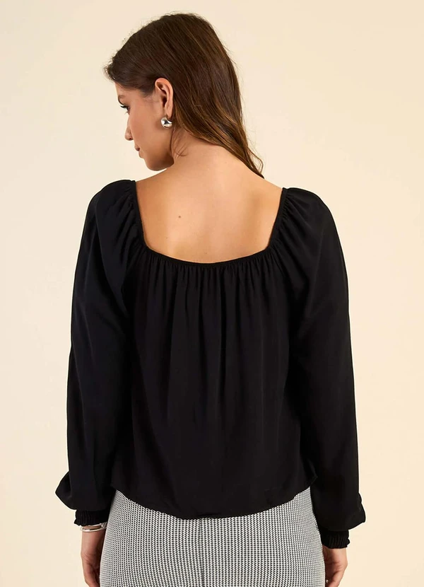 Marialícia - Blusa Feminina Ciganinha Manga Longa Preto 2