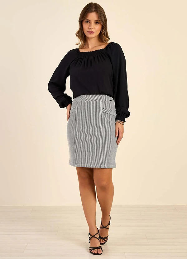 Marialícia - Blusa Feminina Ciganinha Manga Longa Preto 3