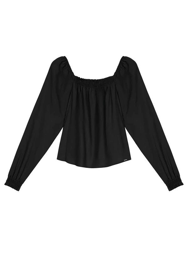 Marialícia - Blusa Feminina Ciganinha Manga Longa Preto 4