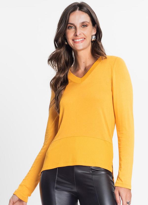 Rovitex - Blusa Feminina com Abertura Lateral Amarelo