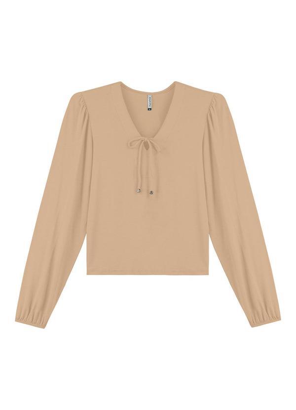 Marialícia - Blusa Feminina com Amarração Bege