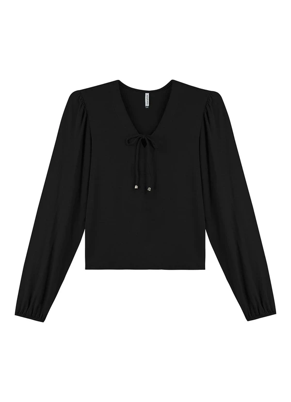 Marialícia - Blusa Feminina com Amarração Preto 3