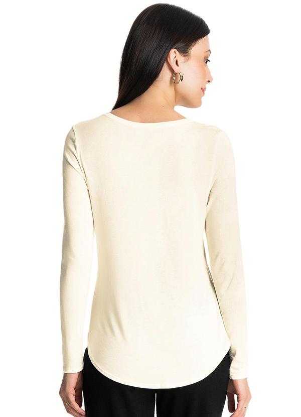 Rovitex - Blusa Feminina com Botões Manga Longa Bege 2