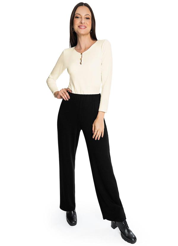 Rovitex - Blusa Feminina com Botões Manga Longa Bege 3