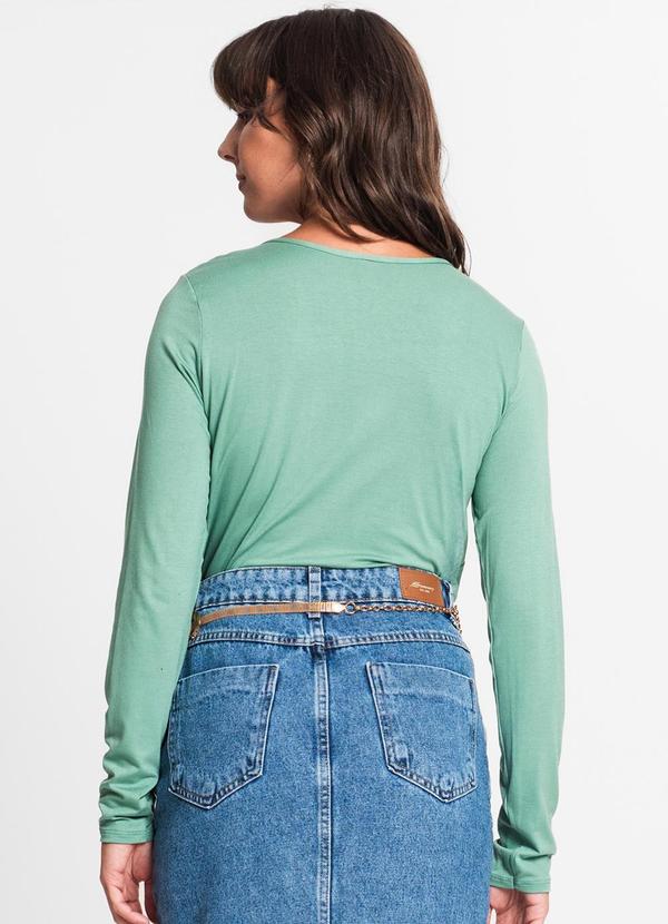 Rovitex - Blusa Feminina com Botões Manga Longa Verde 2