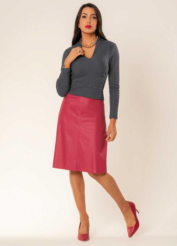 Cativa - Blusa Feminina com Decote Diferenciado Cinza 2