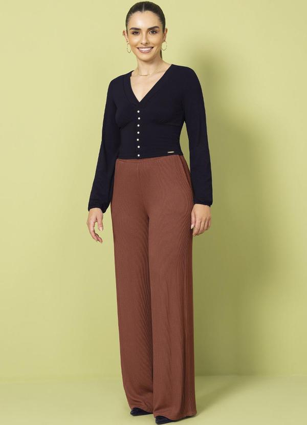 Cativa - Blusa Feminina com Decote em V Manga Solta Preto 2