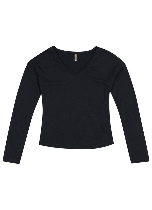 Habana - Blusa Feminina com Decote em V Preto