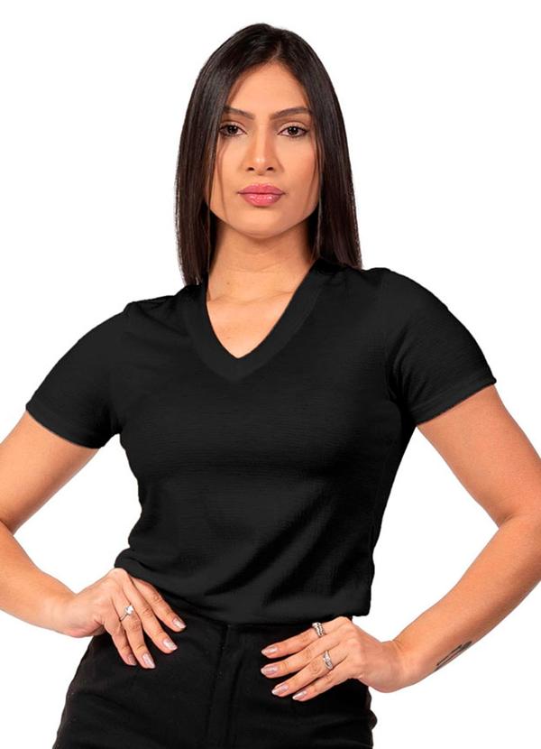 Cobertura - Blusa Feminina com Decote V Preto