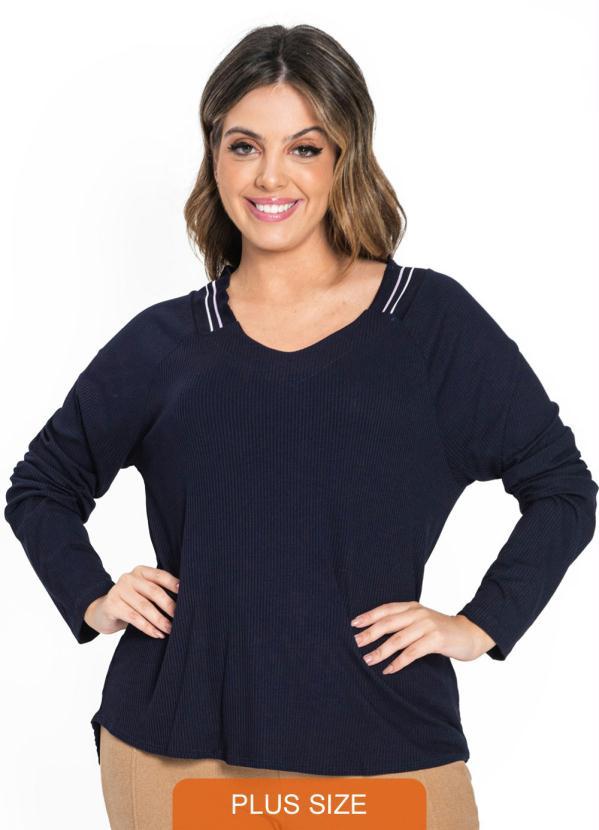 Secret Glam - Blusa Feminina com Manga Longa Cleam Azul