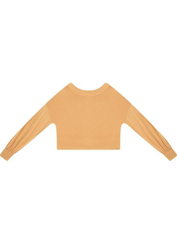 Gris - Blusa Feminina com Mangas Franzidas Bege