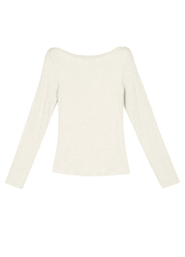 Marialícia - Blusa Feminina Comfy Manga Longa Canelada Bege 4