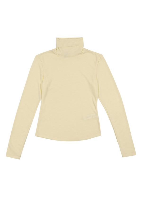 Habana - Blusa Feminina de Gola Alta e Manga Longa Bege