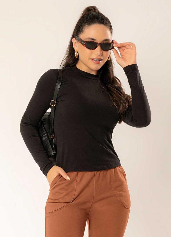Cativa - Blusa Feminina de Manga Comprida Básica Preto