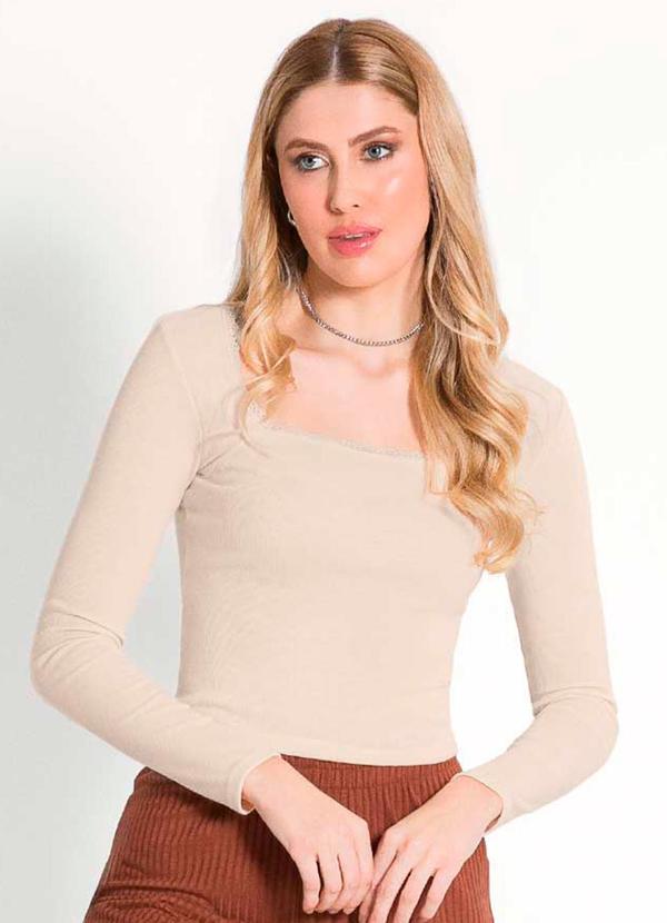 Habana - Blusa Feminina de Manga Comprida Bege 1