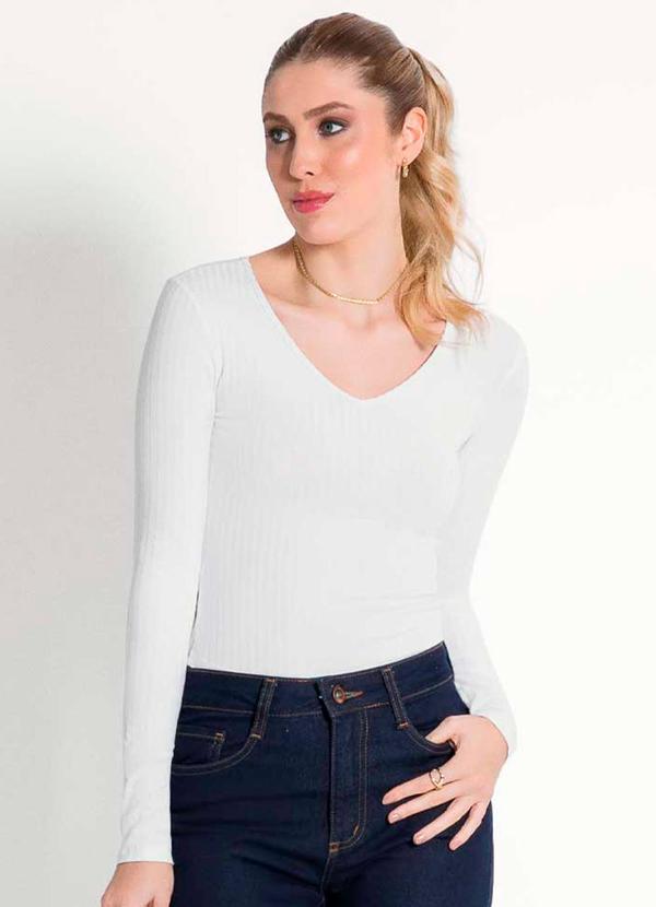 Habana - Blusa Feminina de Manga Comprida Branco