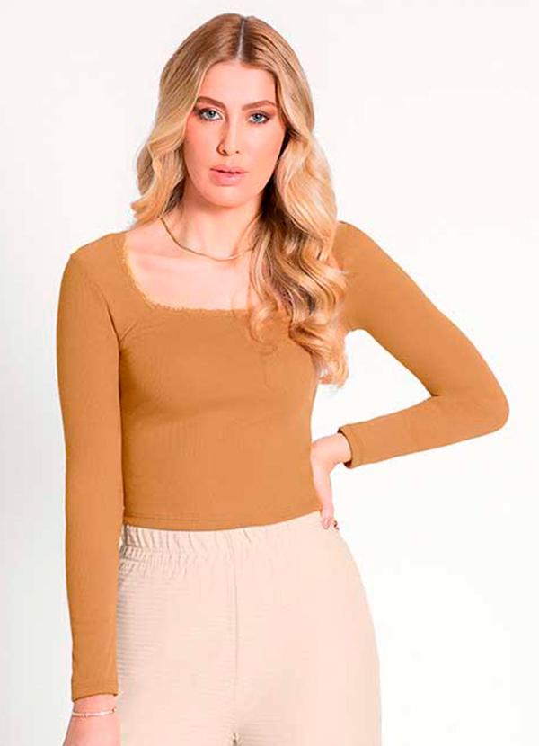 Habana - Blusa Feminina de Manga Comprida Laranja