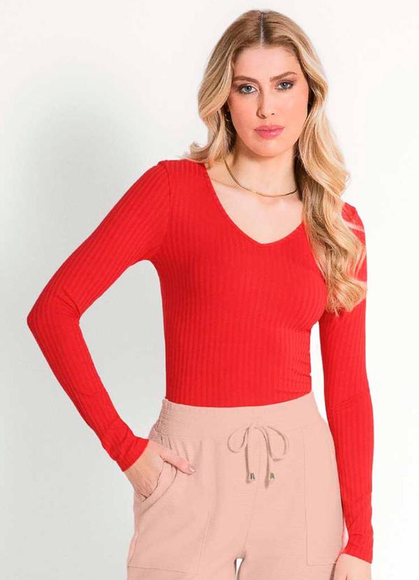 Habana - Blusa Feminina de Manga Comprida Vermelho