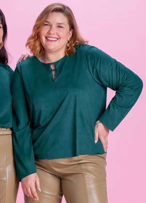 Marialícia - Blusa Feminina de Suede Verde - MARIALÍCIA