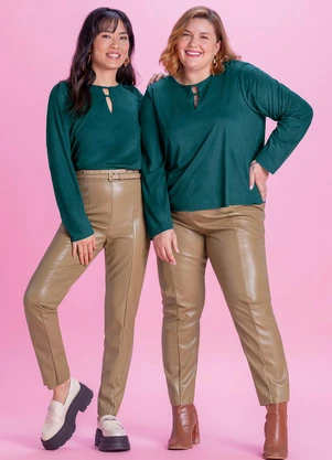 Marialícia - Blusa Feminina de Suede Verde - MARIALÍCIA