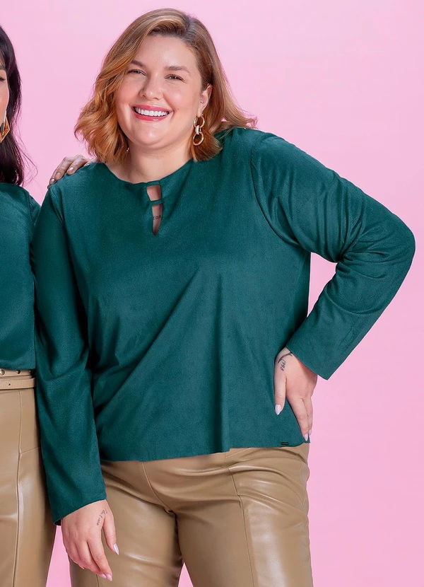 Marialícia - Blusa Feminina de Suede Verde