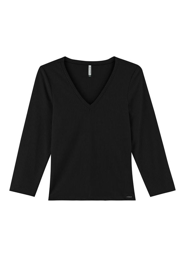 Marialícia - Blusa Feminina Decote V Preto