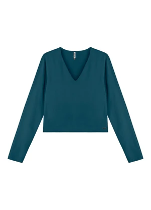 Marialícia - Blusa Feminina Decote V Verde - MARIALÍCIA