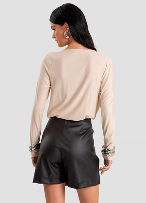 Dianna - Blusa Feminina Degagê em Malha de Viscose Bege - DIANNA