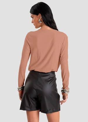 Dianna - Blusa Feminina Degagê em Malha de Viscose Marrom - DIANNA