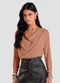 Dianna - Blusa Feminina Degagê em Malha de Viscose Marrom - variação: Marrom