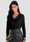 Dianna - Blusa Feminina Degagê em Malha de Viscose Marrom - variação: Preto