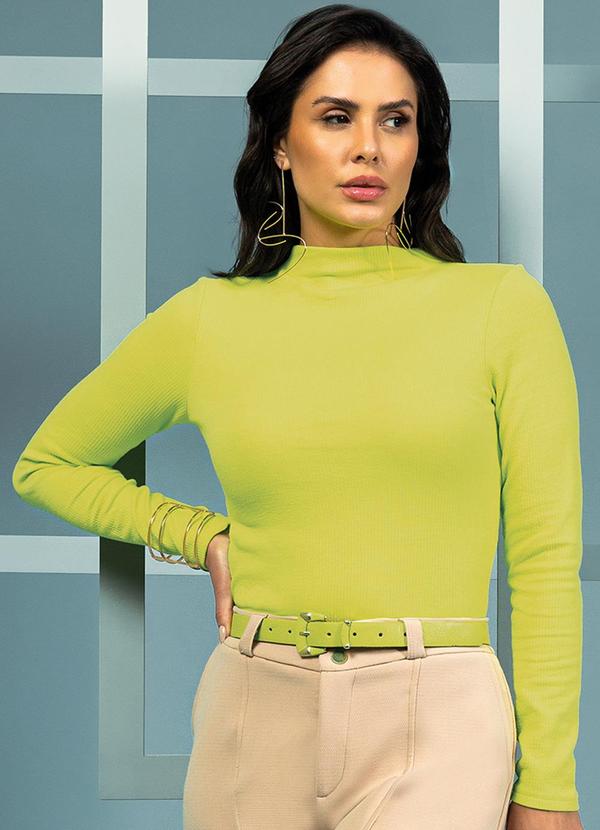 Gris - Blusa Feminina em Canelado Básica Verde