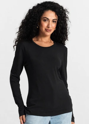 Infinita Cor - Blusa Feminina em Malha de Viscose Preto - INFINITA COR